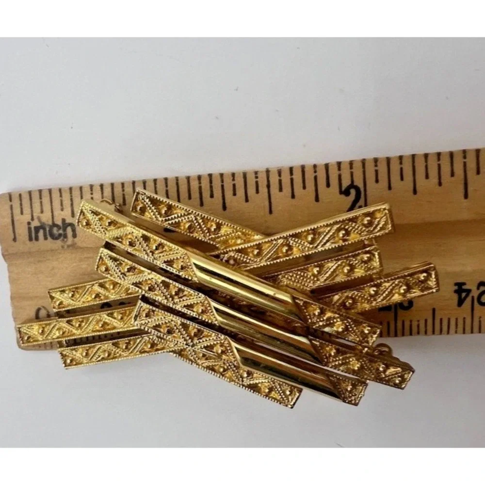 Monet Gold Brooch Abstract‎ Textured Bars Modernist Pin Vintage Signed Statement